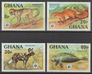 GHANA 1977 WWF SG 811/14 + MS 815 MNH