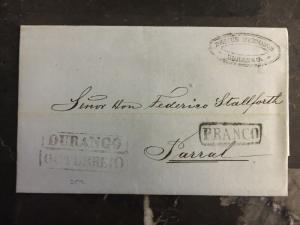 1863 Franco Durango Mexico Stampless Letter sheet Cover To Parral Chihuahua