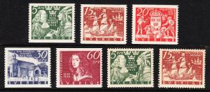 SWEDEN — SCOTT 268-274 — 1938 PICTORIAL SET — MH — SCV $21.00