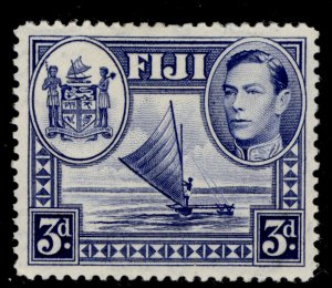 FIJI GVI SG257a, 3d blue, LH MINT. Cat £750. SPURS on ARMS MEDALLION