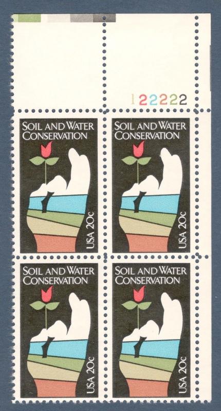 2074 Soil & Water Conservation Plate Block Mint/nh (Free Shipping)