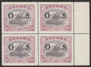 PAPUA 1931 OS on Lakatoi 6d dull & red-purple block. MNH **.