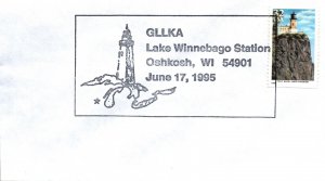 SPECIAL PICTORIAL POSTMARK CANCEL LIGHTHOUSE SERIES LAKE WINNEBAGO OSHKOSH WI 95