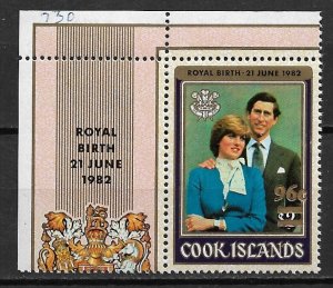 ? ERROR 1983 Cook Islands Sc715 Royal Birth $2 surcharged 96c MNH