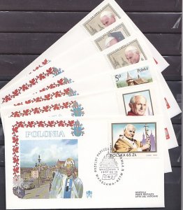 Poland, 1987 issue. Pope John Paul II visit to Poland on 6 Covers.