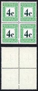 South Africa SG62c 4c deep myrtle-green and emerald Afrikaans at top U/M Block