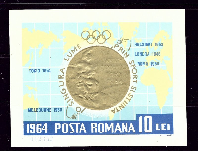 Romania 1698A MNH 1964 Olympics S/S