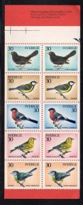 Sweden Sc 877a 1970 Birds stamp booklet of 10 mint NH