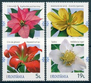 Romania Winter Flowers Stamps 2020 MNH Aconite Plants Nature Flora 4v Set