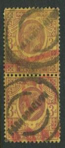 Great Britain - Scott 132 - KEVII Definitive -1902 - Used - Vert. Pair 3p Stamp
