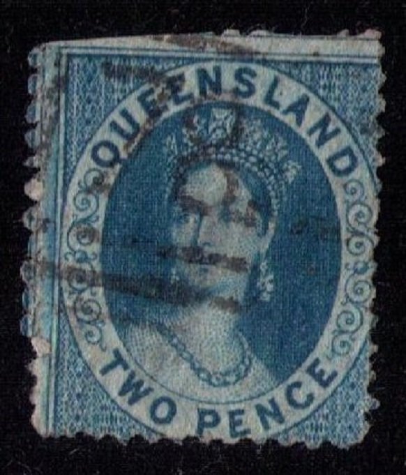 QUEENSLAND Scott #40  Early Australian States Drk Blue Fine