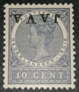 Netherlands Indies 10 cent 1908 Java overprint inverted