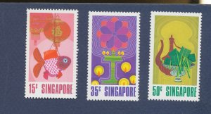 SINGAPORE - Scott 157-159  - unused hinged - 1972 Chinese New Year