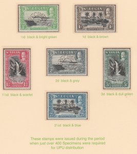 St LUCIA  1936 KG5  SPECIMEN   set of 12