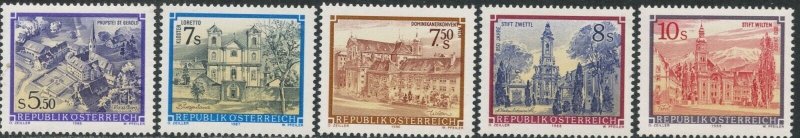 AUSTRIA Sc#1361-1365 1986-88 Monasteries & Abbeys Complete Set OG Mint NH