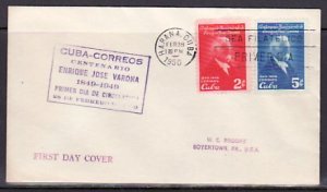 Cuba, Scott cat. 443-444. Writer Enrique Varona. First day cover. ^