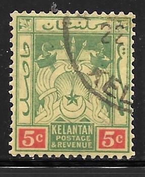 Malaya Kelantan 4: 5c Coat of Arms, used, F-VF