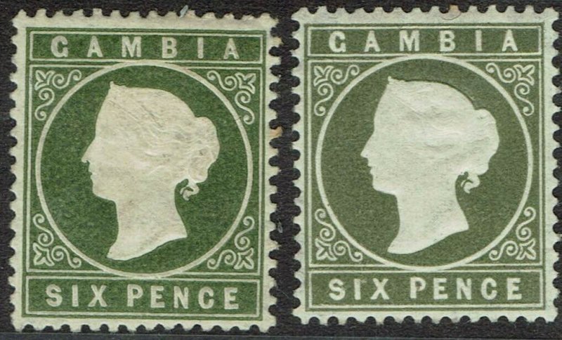 GAMBIA 1886 QV CAMEO 6D 2 SHADES