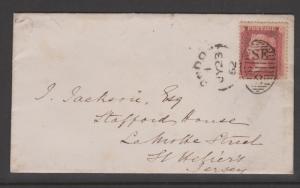 Great Britain 1862 QV 1d Red Entire Cover to Jersey