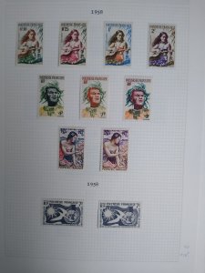 collection on pages French Polynesia 1958-67 mint NK: CV $253