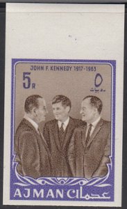 Ajman 1964 MNH Sc #25 IMPERF 5r John F Kennedy with LBJ, Humphrey