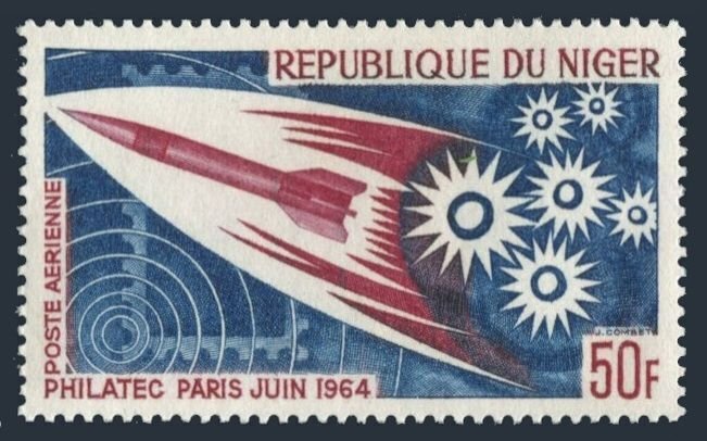 Niger C42, MNH. Michel 76. PHILATEC-1964, Paris. Rocket, Stars.