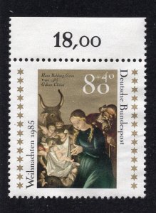 Germany 1985 80+40pf Christmas Semi-Postal, Scott B640 MNG, value = $1.25