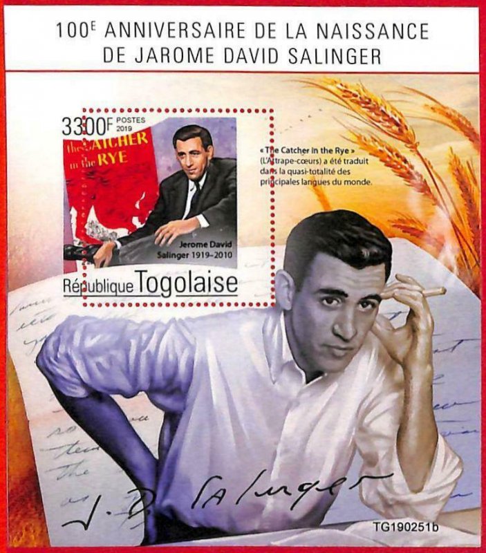 A3048 - TOGO, ERROR MISSPERF, Souvenir s: 2019 Jerome David Salinger, Literature
