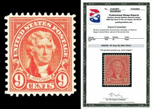 Scott 641 1927 9c Jefferson Rotary Press Mint Graded XF-Sup 95 NH with PSE CERT