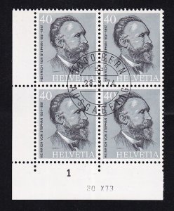 Switzerland  #592  cancelled  1974  40c  von Stephan    block of 4