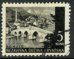 CROATIA 1941-43 5k Black KONJIC Views Issue Sc 38 VFU