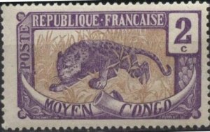 Middle Congo 2 (mh) 2c leopard, vio & brn (1907)