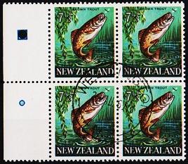 New Zealand. 1967 7 1/2c(Block of 4)) S.G.871  Fine Used