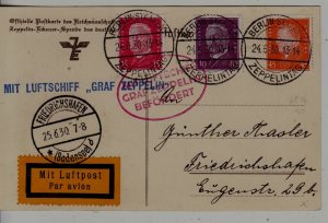 Germany Zeppelin card 24.6.30 Berlin