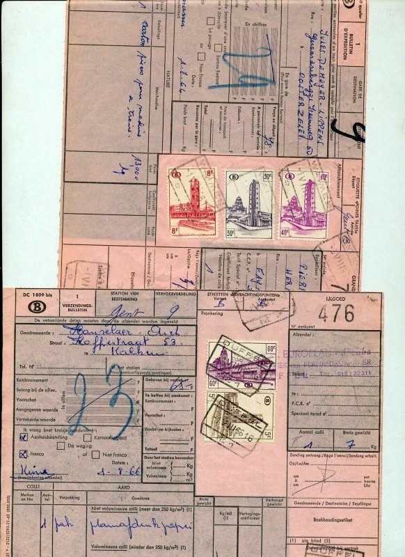 Belgium 1960s Railway Parcel Revenue Documents x 27 (ZZ1522