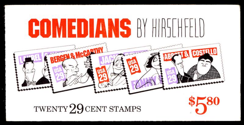 US #2566a COMPLETE BOOK, BK191 Comedians, VF/XF mint never hinged,  FRESH and...