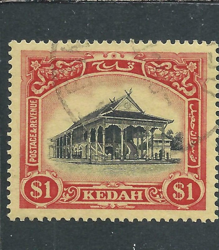 KEDAH 1912 $1 BLACK & RED/YELLOW FU SG 11 CAT £22