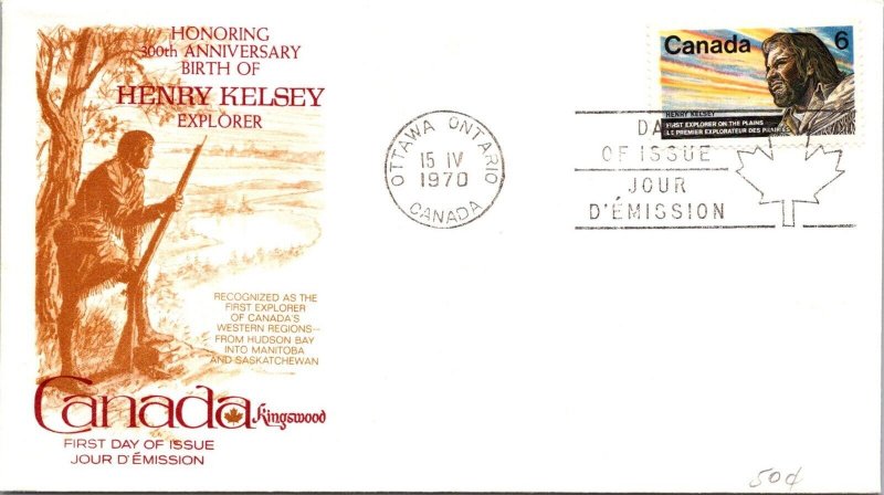 Canada 1970 FDC - Henry Kelsey / Kingswood Cachet - Ottawa, Ont - J9014