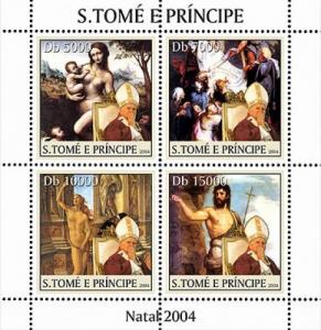 SAO TOME E PRINCIPE 2004 SHEET CHRISTMAS ART PAINTINGS st4303