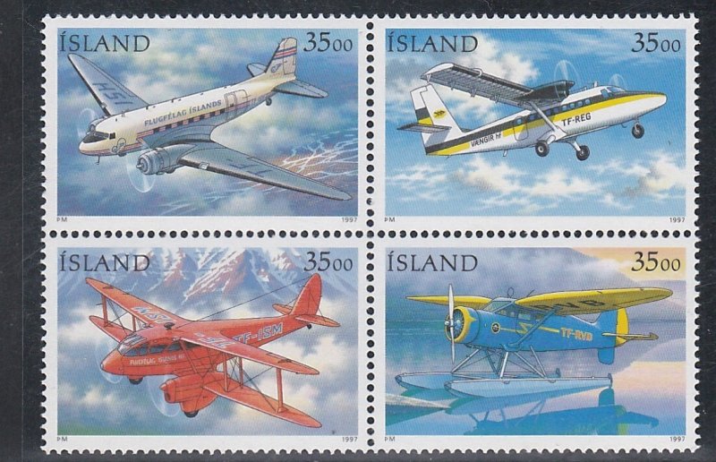 Iceland # 841a, Airplanes, Block of Four, Mint NH, 1/2 Cat.