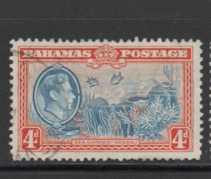 BAHAMAS #106  1938-46  4p  KING GEORGE VI & SEA GARDENS   F-VF  USED  a