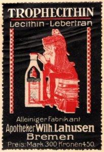 Vintage Germany Poster Stamp Trophecithin Lecithin Cod Liver Oil Manufacturer