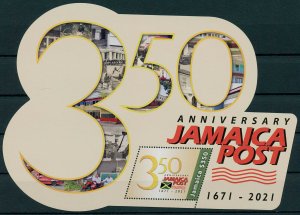 Jamaica 2021 MNH Postal Services Stamps Jamaica Post 350 Years Flags 1v M/S 