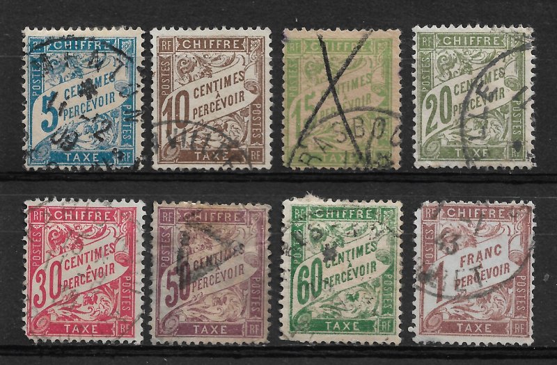 France 1894, Postage Due, lot of 8 stamps Scott # J29//J42, VF Used (SL-1)