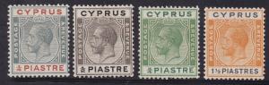 CYPRUS 1924 KGV 1/4PI 1/2PI 3/4PI AND 11/2PI