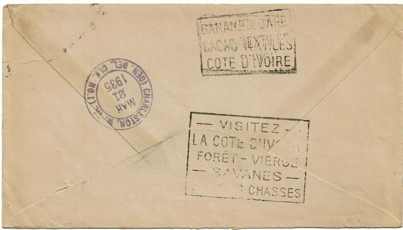 Upper Volta 1935 Grand Bassam cancel on cover to the U.S., Scott 69, $225