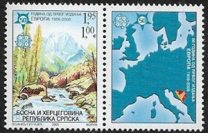Bosnia, Serb #257 MNH Stamp Plus Label - Europa Stamps 50th Anniversary