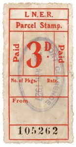 (I.B) London & North Eastern Railway : Parcel Stamp 3d (Port Clarence)
