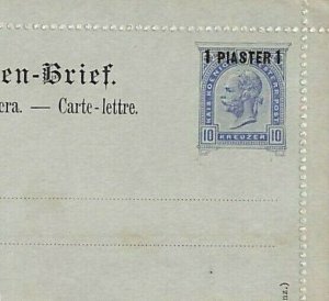 AUSTRIA LEVANT Stationery 1 PIASTER Surcharge Letter Card {samwells-covers}GM111