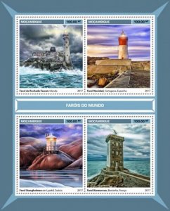 Mozambique - 2017 Lighthouses - 4 Stamp Sheet - MOZ17124a